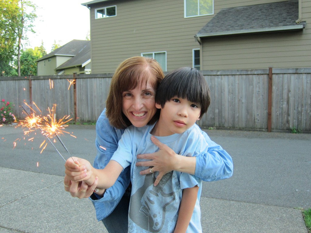 Darius' first 4th of July with our own fireworks